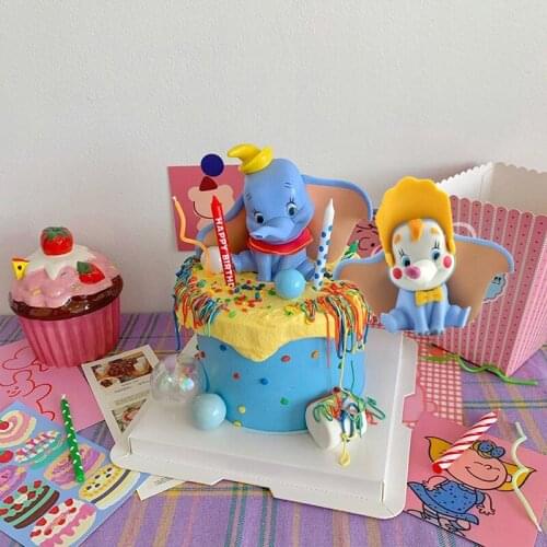 Original Disney Dumbo Vinyl Dolls 10cm Anime Movie Cartoon Image Figure Toys Cake Decoration for Kids Christmas Gifts