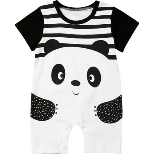 0-3T Newborn Kid Baby Boy Girl Clothes Cartoon Panda Print Romper Elegant Short Sleeve Jumpsuit Cute lvoely Sweet Outfit