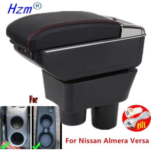 For Nissan Almera Versa Armrest For Nissan Almera Car Armrest Box Storage Box ashtray decoration Refit accessories