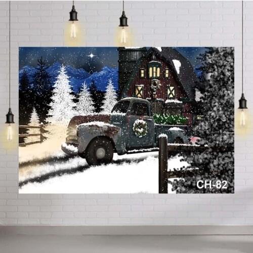 Christmas Red Truck Photography Backdrop Winter Snow Photocall Background Photo Studio Pine Tree Christmas Wreath Decor