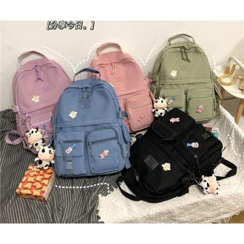 Kawaii Large Capacity Backpack For Teenage Women Waterproof Nylon Famous Girls Schoolbag Fashion Black Travel Bag Bagpack 2021