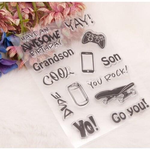 Skateboard Gamepad Can Birthday Transparent Silicone Stamps Seal for DIY Scrapbooking Photo Album Decorative Clear Stamp