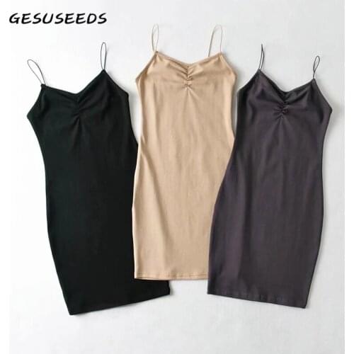 Sexy Women Dresses Summer 2021 Sleeveless Mini Dress Knit Ruched Dresses Bodycon Spaghetti Strap Dress Black V Neck Dress Gray