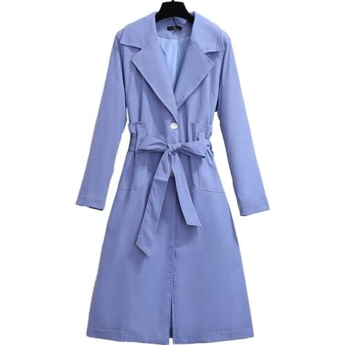 2019 Oversize spring autumn trench coat womens Belt slim Single-breasted windbreaker female Plus size XXL-6XL outerwear G709
