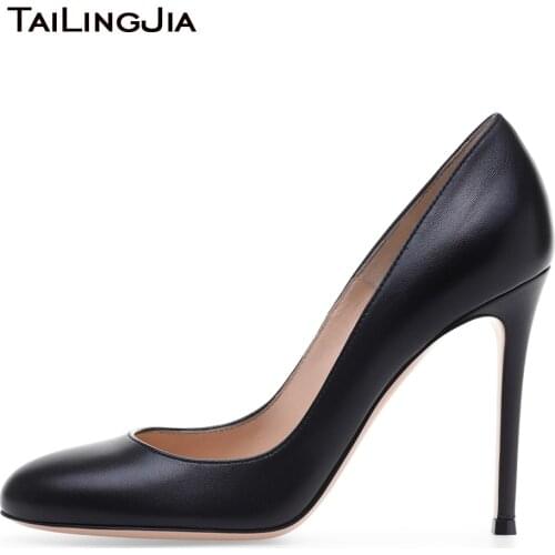 Women Basic Round Toe High Heel Pumps Black Court Shoes Evening Dress Heels Ladies Classic Heeled Party Shoes 2018 Plus Size