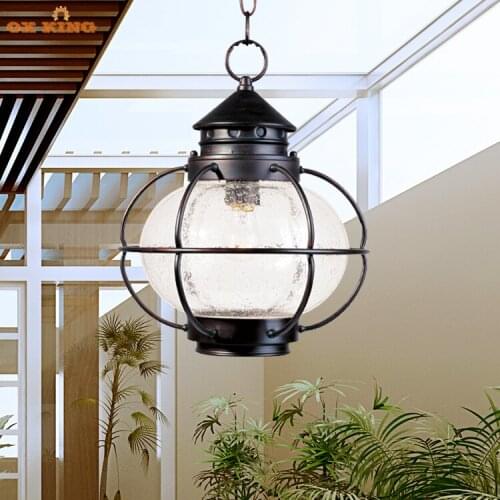 Waterproof simple modern outdoor pavilion large chandelier balcony corridor pavilion round courtyard villa lighting