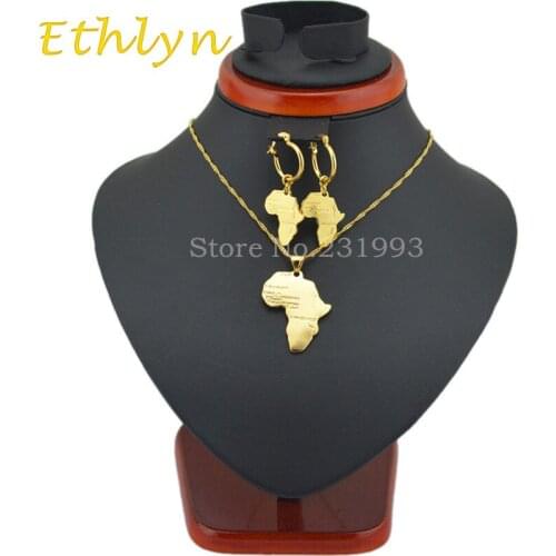 Ethlyn Ethiopian jewelry African map jewelry sets Gold Color jewelry sets for African / Ethiopian / Nigeria women S17