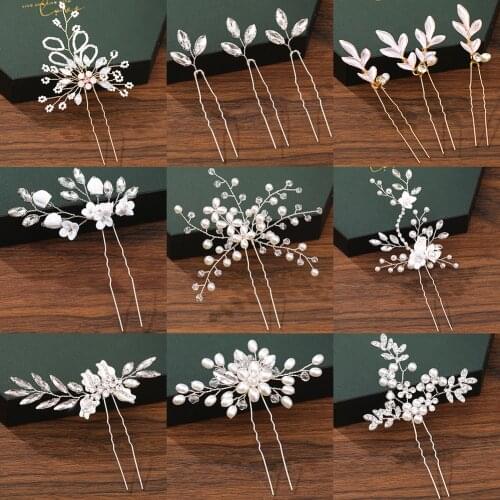 Hair Pins Hair Accessories For Women Wedding Accessories Hair Clips Jewelry Pearl Rhinestone Flower Hair Clip Pins Headpiece