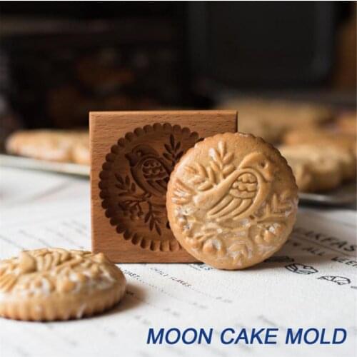 1pcs Cookie Mold Moon Cake Mold Cute Animal Carving Style Wooden Kitchen Biscuit Mold Convenient Use For Home Kitchen Supplies