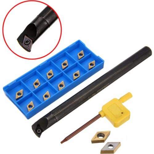 1pc S12M-SDUCR07 Lathe Inner Turning Tool 150mm Boring Bar + 11pcs DCMT0702 Carbide Inserts + 1pc Wrench