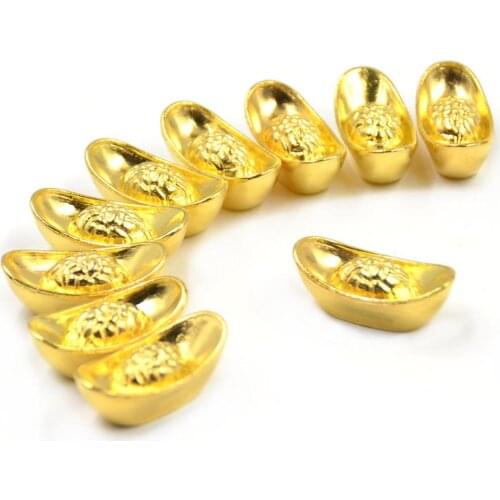 10Pcs Lucky Money Golden Ingot Feng Shui Auspicious Enhance Home Office