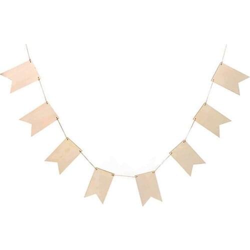 12/48 pcs Natural Wooden Signs Banner Rustic Decorative Hanging Wooden Flag With Rope Wooden Craft Decor For Birthday Party