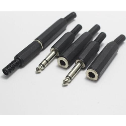 1x male +1x female 6.35 Stereo 3 Pole / Mono 2Pole Plug 6.35mm Amplifier Microphone Plug 6.35mm jack Plug 6.5mm Audio Connector