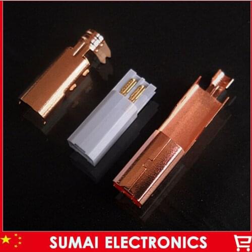2set 3U Rose Gold Plating B type USB Male Plug DIY Square Wire Bonding