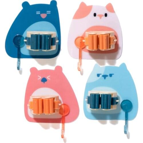 2021 Hot Sale Cartoon Mop Clip Home Bathroom Plastic No Punch Wall Hook Cute Cartoon Strong Seamless Mop Chuck Mount Tools