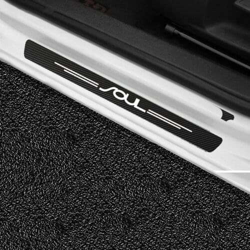4pcs Carbon Fiber Door Sill Guards Sticker for Kia Soul EV Auto Accessories 2021 2020 2019 2018 2016 2014 2012 2011 2010 2009