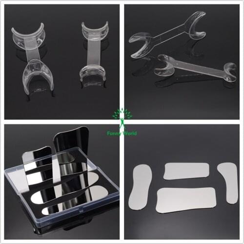 BEST 4PCS Dental Oral Clinic Stainless Steel Photographic Mirror Reflector With 4pcs/2set S+L T-Mouth Opener