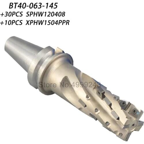 40pcs carbide insert +63mm corn milling cutter head BT40-BMC63- 145 handle whole can insert the blade numerical control cutter