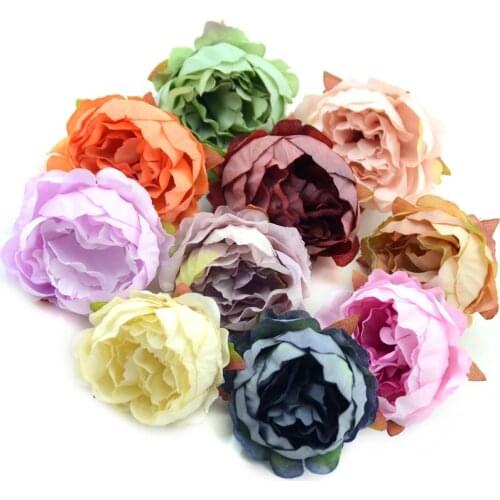 5pcs/lot 5cm Peony Flower Head Silk Artificial Flower For Wedding Decoration DIY Scrapbooking Garland Cheap Craft Flower