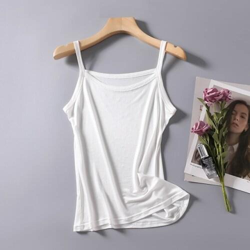 50% Silk 50% Viscose Knit Basic Camisole Top Vest Shirt Sleepwear Spaghetti Strap SG308