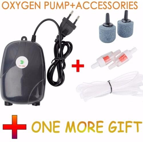 Aquarium Air Pump Fish Tank Mini Compressor Single Double Outlet with Check Valve Tube Aquatic Accessories 220V 3W 5W