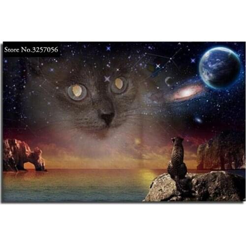 Diamond Painting Animal Cat DIY 5D Diamond Embroidery Cross Stitch Scenic Cat Eye Starry Sky Mosaic Kit Wall Decoration For Home