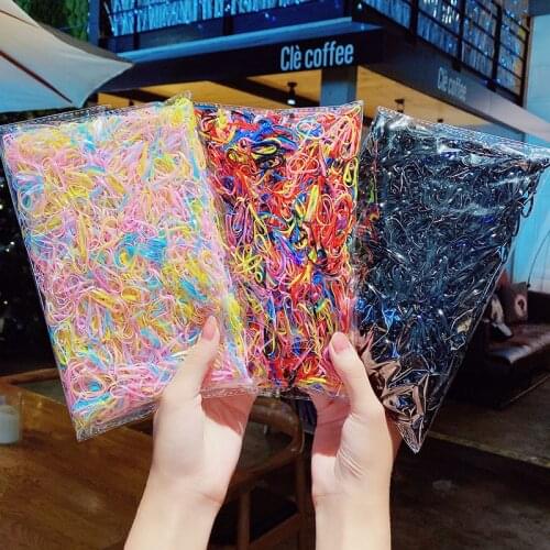 3000PCS/Set 2cm Colorful Disposable Rubber Band Girl Sweet Hair Band Kid urable Ponytail Holder Elastic Fashion Hair Accessories