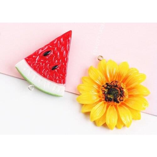 DIY ear jewelry accessories resin material earrings sunflower watermelon Pendant Necklace