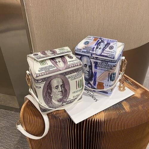 Dollar Printing Box Crossbody Bags for Women 2020 New Luxur Purses and Handbags Woman Leather Chain Fashion Womens Shoulder Bag