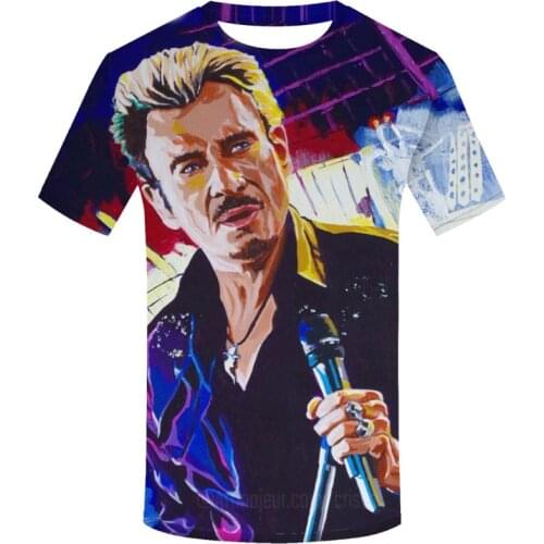 Johnny Hallyday 3D Printed T-Shirt Singer France Rock Star Streetwear Men Women Fashion Oversized T Shirt Hip Hop Tees Tops Male