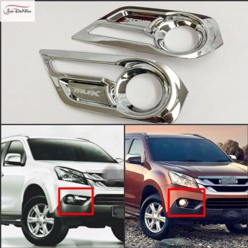 JanDeNing 2PCS/Set For ISUZU MU X MU-X 2014- 2016 Chrome plated ABS Front Fog Lights Lamp Cover Frame Trim Emblems