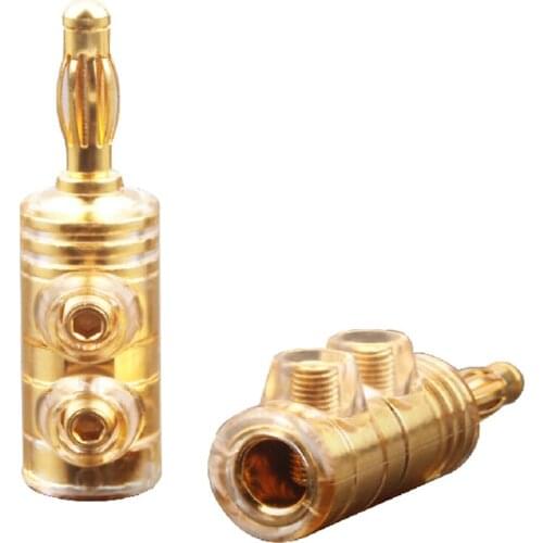 Pure Copper Gold HiFi Plated Speaker Cable Banana Shaped Connector Type Plug Adapter Gun Amplifier Banana Audio