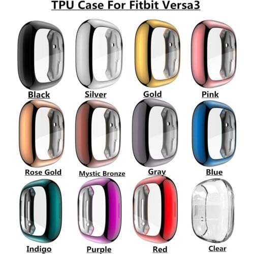 Soft TPU Replaceable Watch Case for Fitbit Versa 3 2 Full Screen Protector High-quality Cover Anti-scratch Flexible Bumper Shell