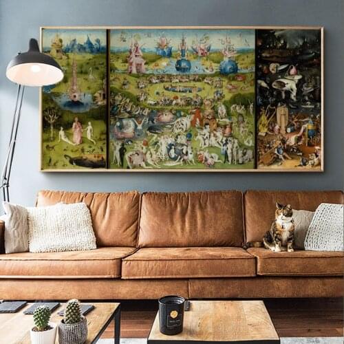 Canvas Prints Wall Art Hieronymus Bosch Famous Painting The Garden of Earthly Delights Prints On Canvas for Room Home Decor