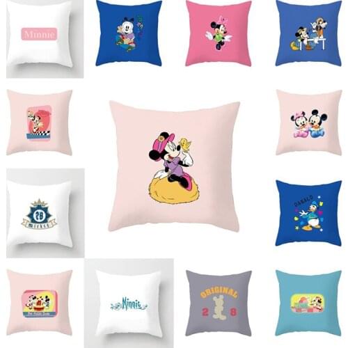 45x45cm Disney Cartoons Mickey Minnie pillowcase Anime pattern cushion Pillow cover printing Cushion pillowcase bedroom office