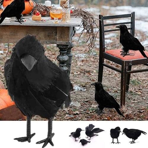 New Halloween Black Crow Model Simulation Fake Bird Animal Decorate Scary Toys For Halloween Party Home Decoration Horror Props