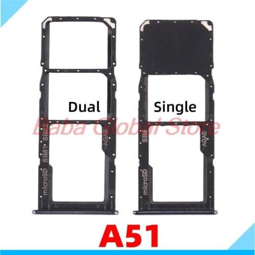 Single Dual Sim Slot For Samsung Galaxy A51 A515F Sim Card Tray Holder Sim Card Reader Socket