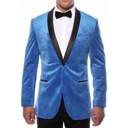 Autumn New Fashion High Quality Big Size Blue Men Suit For Groom Wedding Dress Beach Party Casual Male Clothing (Jacket + Pants)