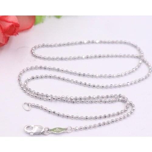 New Pure Platinum 950 Necklace 1.5mm Bead Link Chain Necklace 17.71''L Pt950