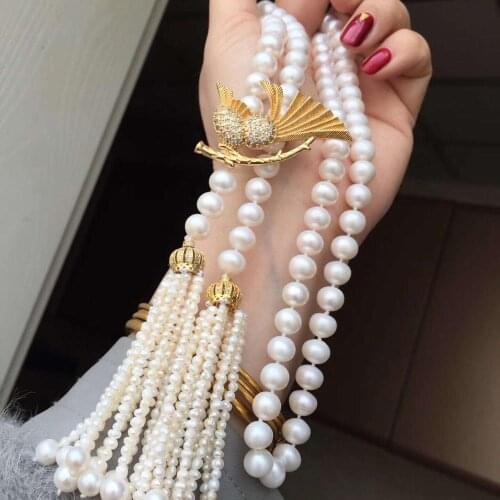 Fine Jewelry Natural Fresh Water 9mm White Peals Necklaces for Women Fine Pearls Necklaces