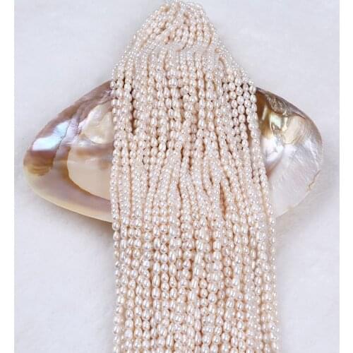 Real Cheaper 3-4-5mm White Natural Freshwater Rice Pearl Strand For Jewelry Making DIY Bracelet Necklace Accessories
