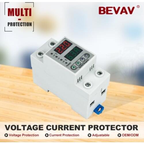 63A 230V Din rail adjustable over under voltage protective protector relay protection, digital electric voltage protector