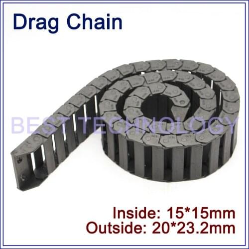 Series 15 x 15mm 20mm 30mm 40mm 50mm length L1000mm Plastic Cable Drag Chain Wire Carrier with end connectors plastic towline