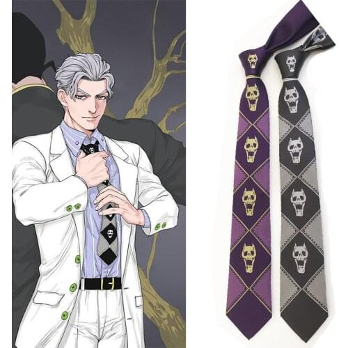 JoJos Bizarre Adventure KILLER QUEEN Kira Yoshikage Skull Neck Tie Cosplay Costumes For Adult