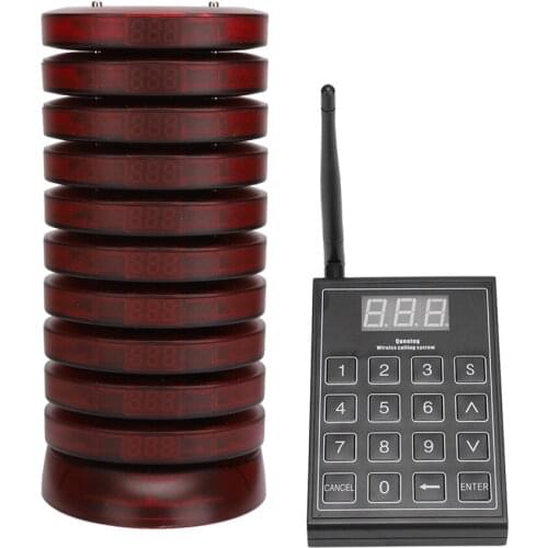 SU-680 Restaurant Pager Wireless Calling Paging System Waiter Pagers Guest Paging Queuing System Receiver for Cafe Fast Food RED