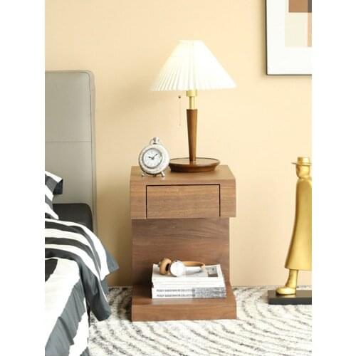 Light Luxury Walnut Sofa Side Cabinet Simple Side Table Small Coffee Table C-shaped