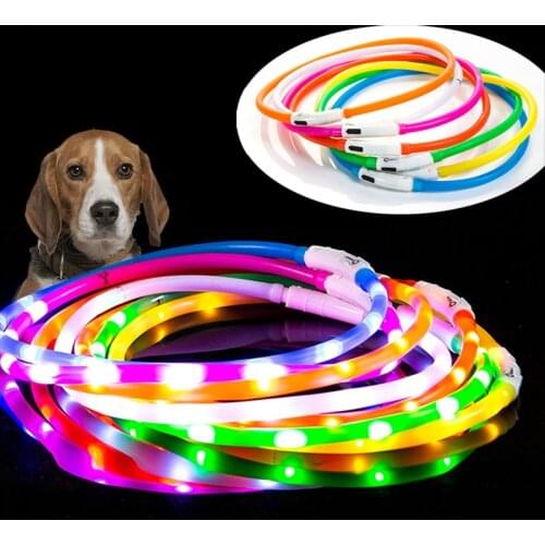 LED USB Charging Pet Dog Collar Rechargeable Lithium Battery Luminous Dog Collar Night Safety Flashing Glowing