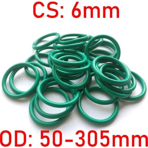 Thickness CS 6MM OD 50 - 305 MM Green or Brown FKM Fluorine Rubber Oil Sealing Gasket O Ring