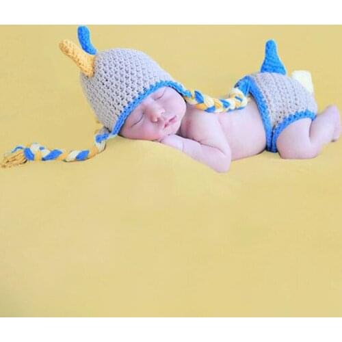 Crochet Knitted Newborn Baby Boy Dinosaur Outfit Handmade Infant Animal Style Photography Photo Props Costume Baby Shower Gift