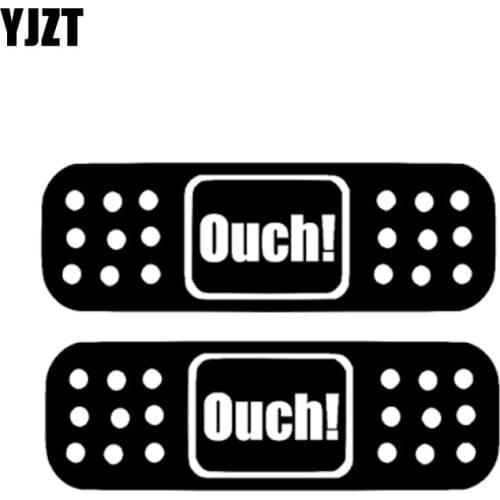 YJZT 15*5CM 2X Fun Ouch BAND AID Decal Car Sticker Black/Silver Vinyl Accessories S8-1437